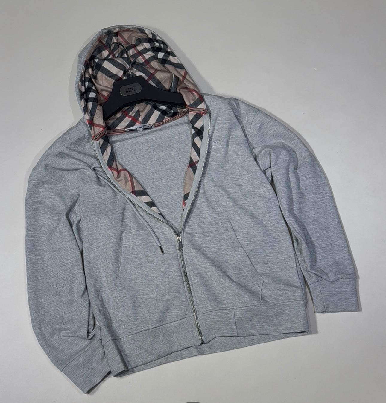 BURBERRY ZIP UP HOODIE GREY