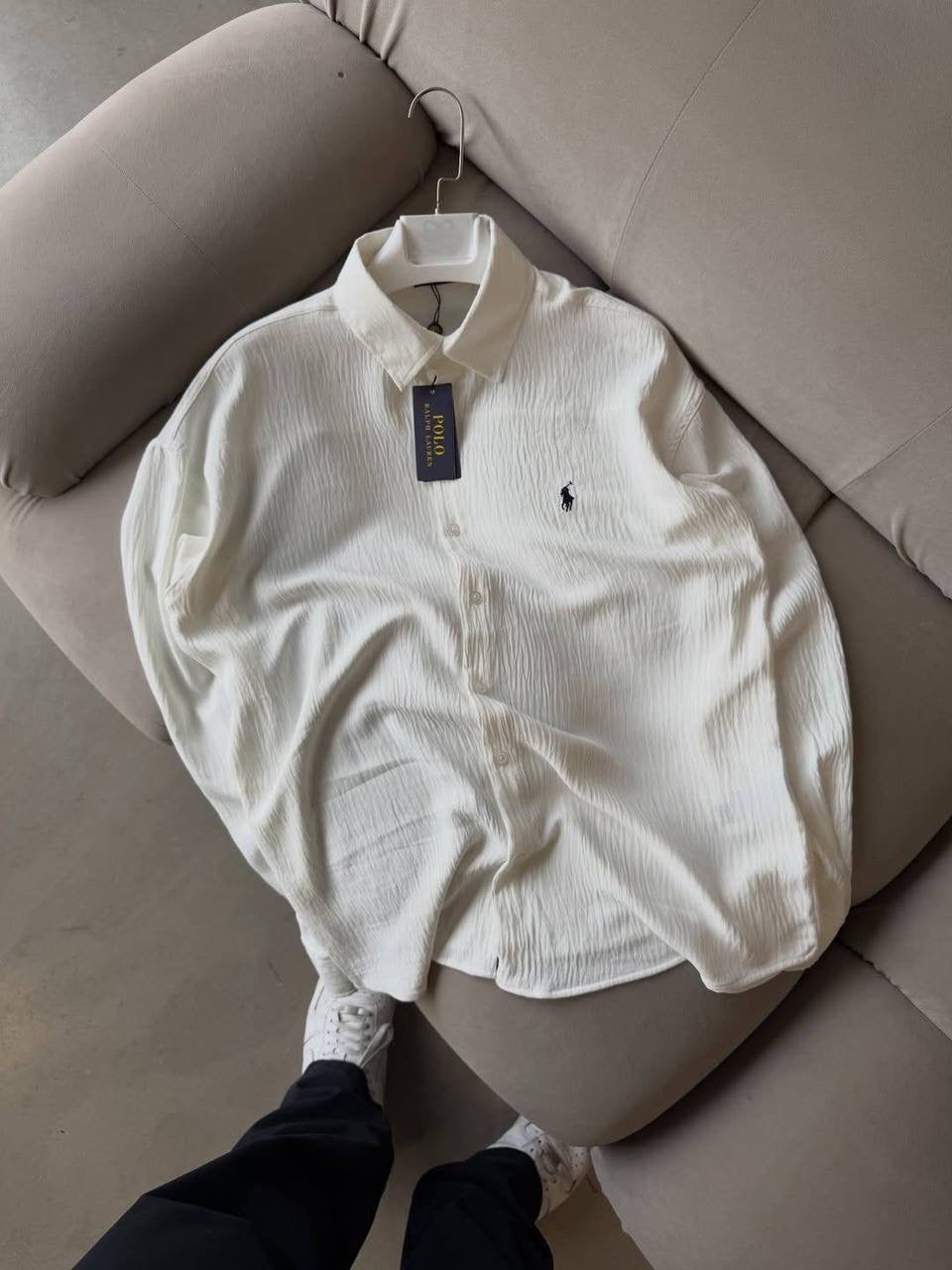 CHEMISE RALPH LAUREN EN LAIN BLANCHE ( HIGH QUALITY)