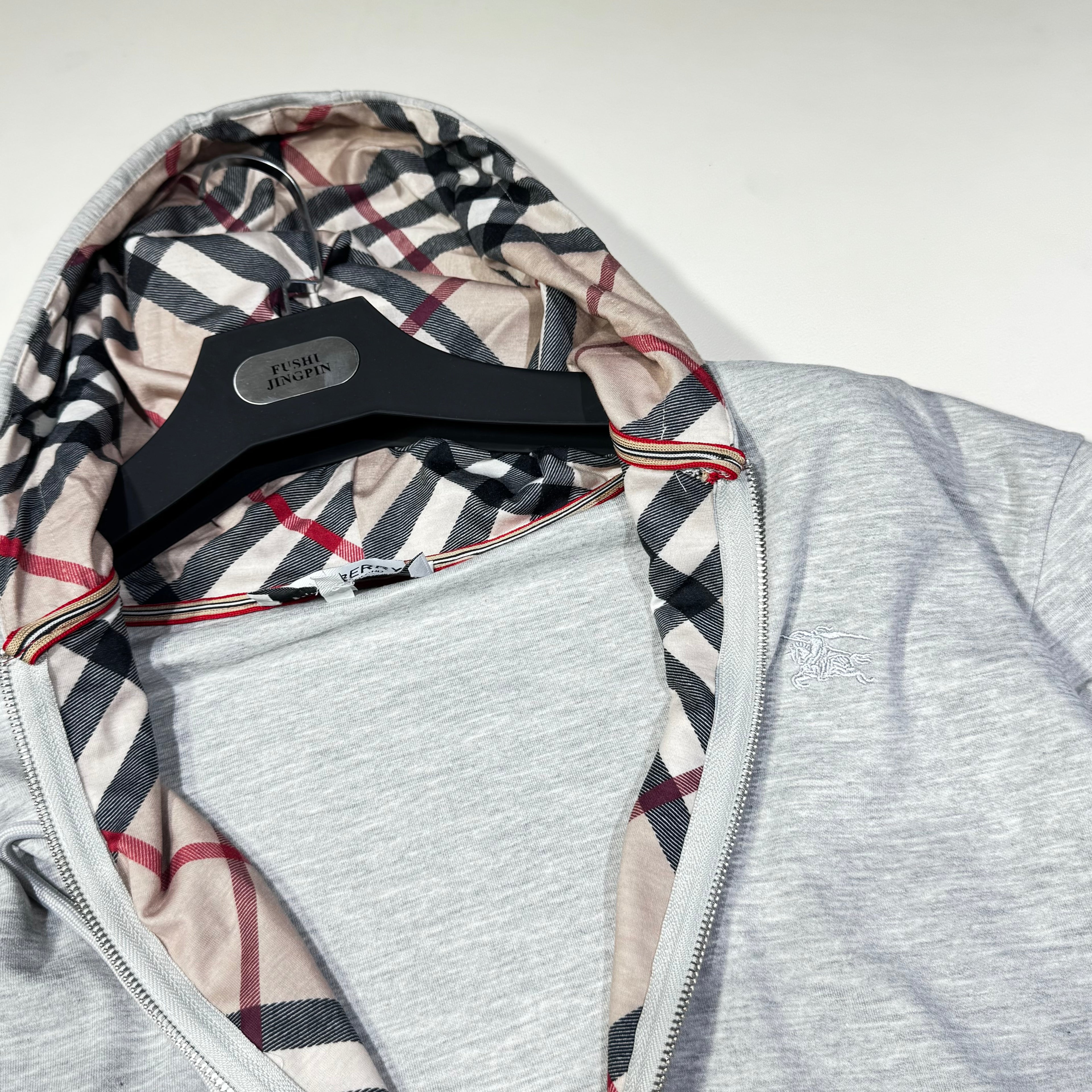 BURBERRY ZIP UP HOODIE GREY