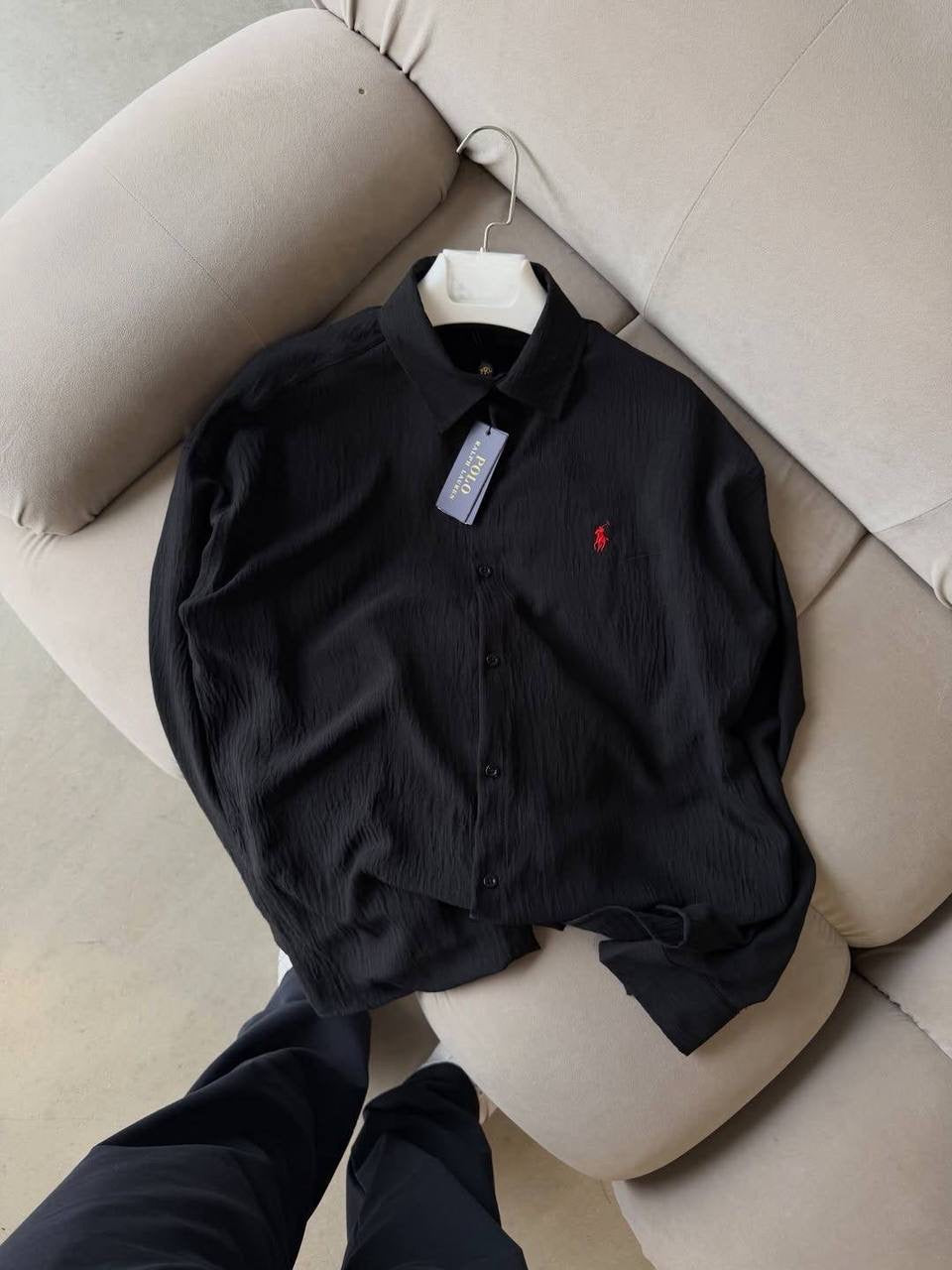 CHEMISE RALPH LAUREN EN LAIN NOIR ( HIGH QUALITY)