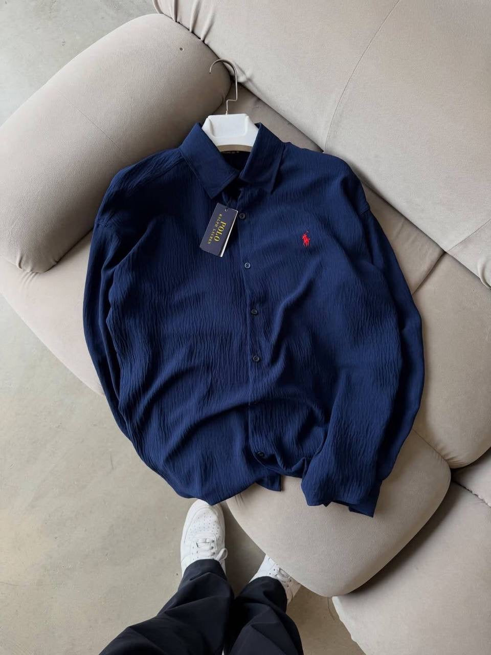 CHEMISE RALPH LAUREN EN LAIN BLEU NUIT ( HIGH QUALITY)