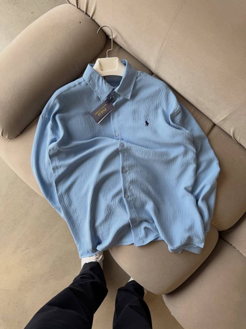 CHEMISE RALPH LAUREN EN LAIN BLEU CIEL ( HIGH QUALITY)